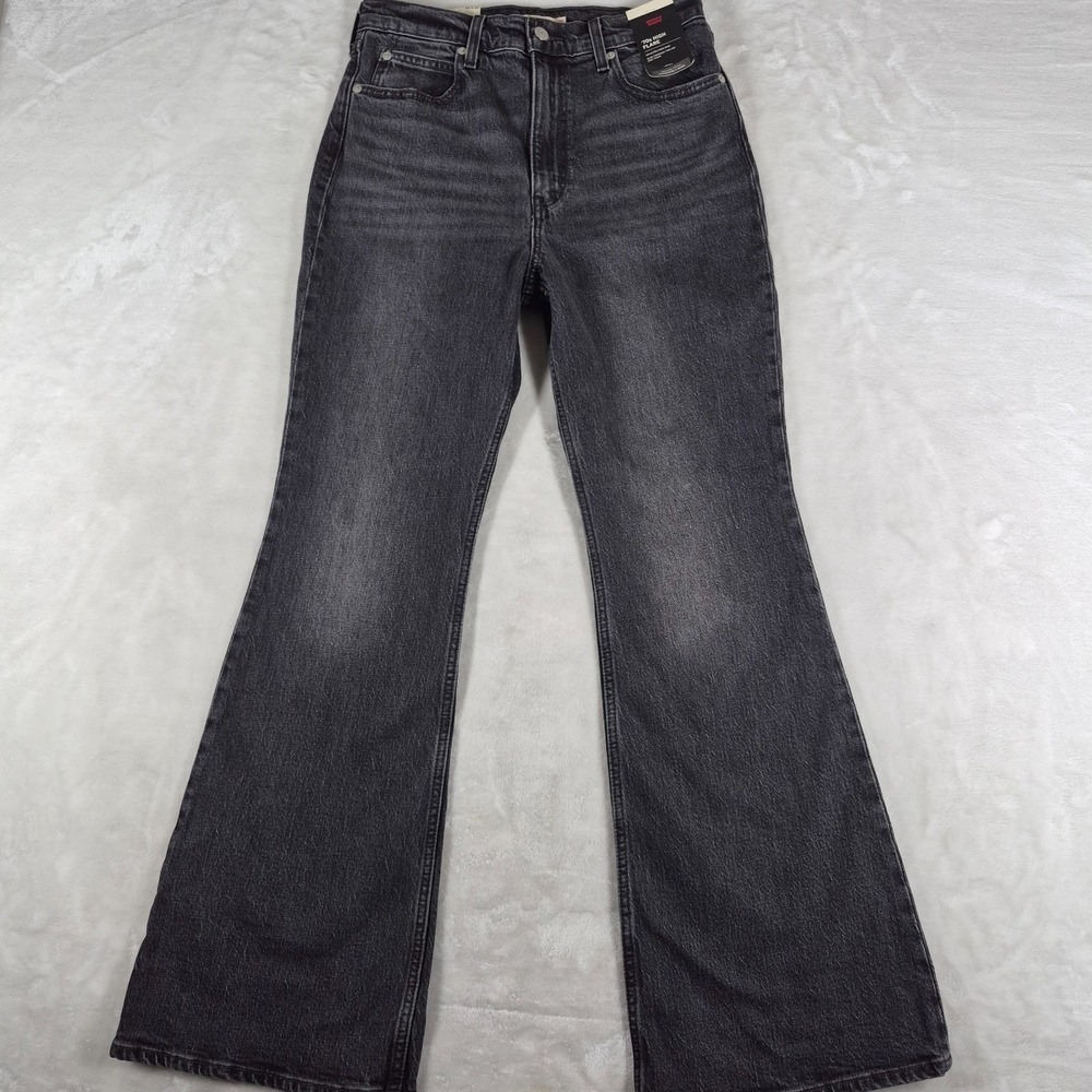 Levi's Premium 70s High Flare Jeans Women's 29x32 Black‎ Denim Wide Leg NWT